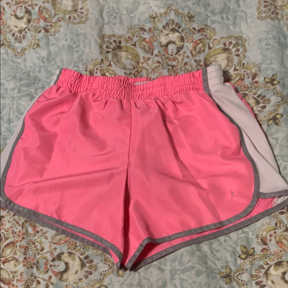 Danskin Now Pink and Gray Athletic Shorts Lightweight Elastic Waist lined